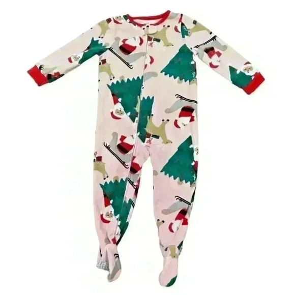 Carter's Girl's Pink Footed Christmas Pajama's SIZE-2T/24 MONTHS - Picture 1 of 6